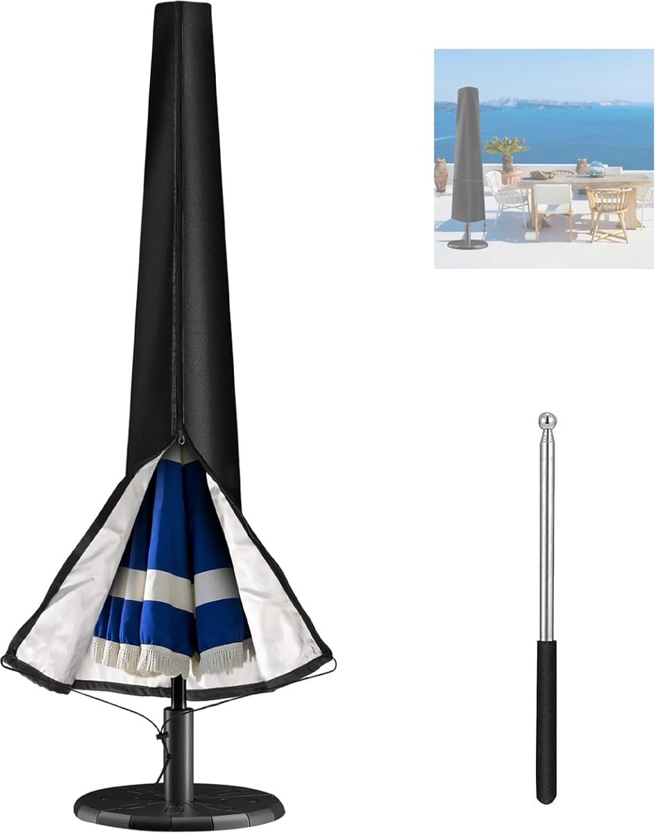 SnelShoppen - Waterdichte Beschermhoes voor Markt Parasol, Tuin Parasol Cover, 190 x 50 x 30 cm, Scheurvast, Winddicht, Voor Tuin en Strand