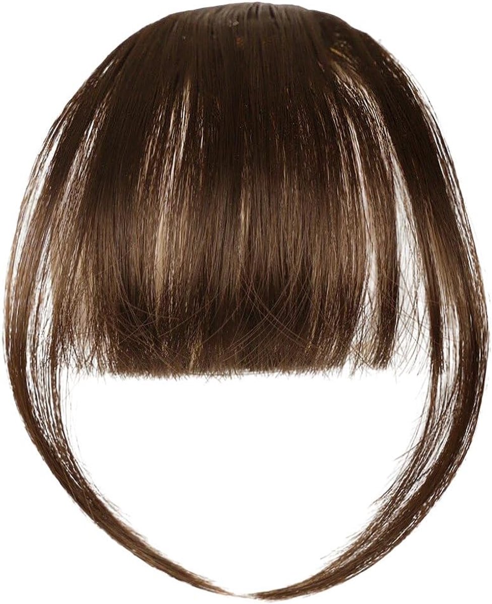 SnelShoppen - Clip in Bangs voor Vrouwen, Dikke Chemische Vezel Fringe Bangs, Wispy Bangs Haar Extensions, Lichtbruin met Gebogen Bangs, Perfect voor