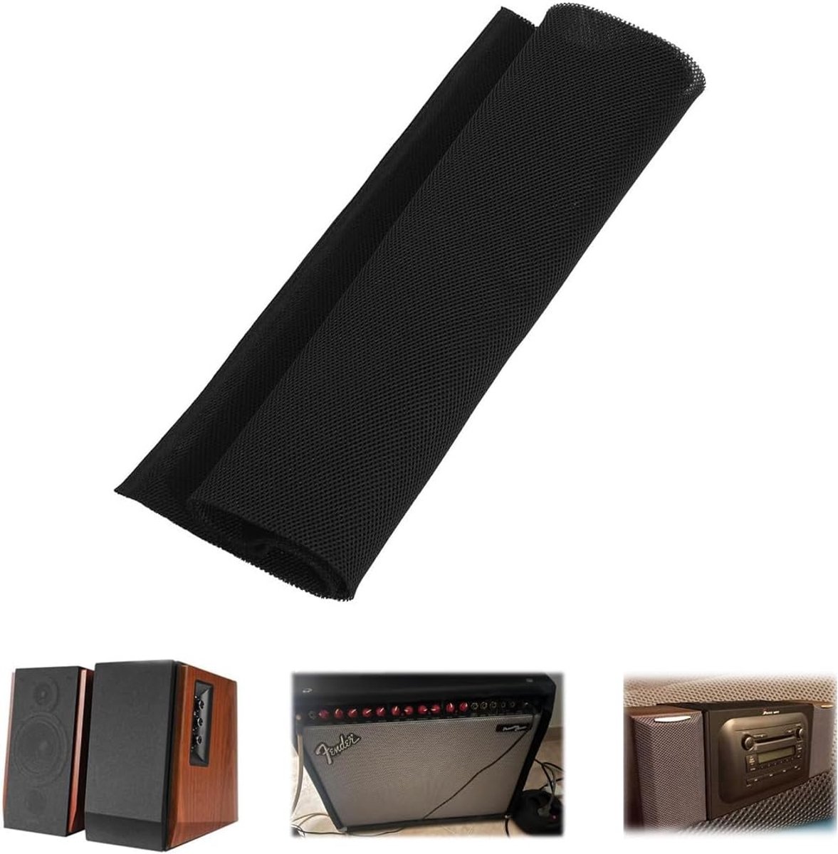 SnelShoppen - Speaker Grill Doek Stereo Mesh Stof 1,4M x 0,5M Zwart - Geluidsdoek voor Audio Speakers - Beschermende Stof - Decoratieve Bekleding