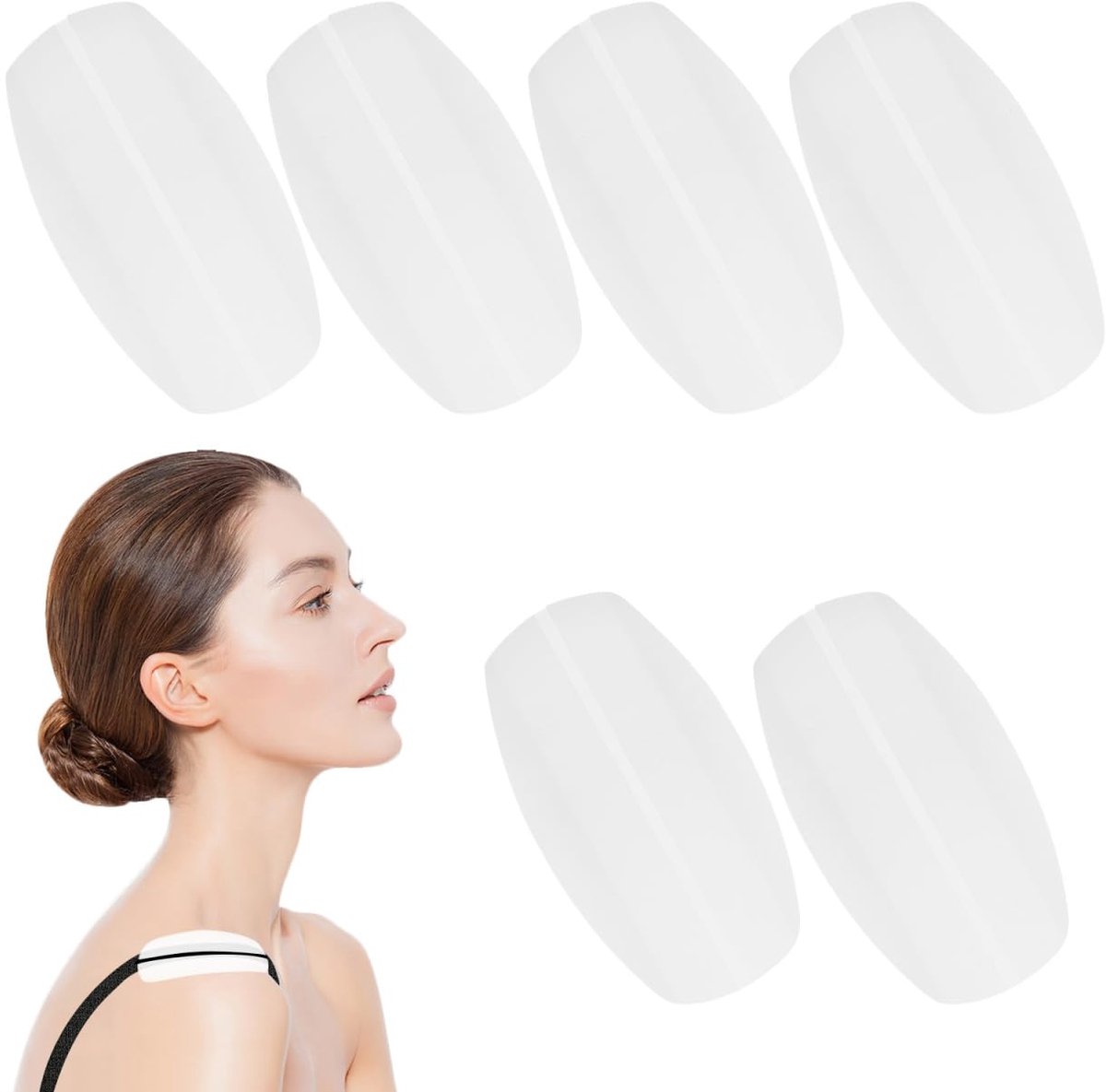 SnelShoppen - 6 Stuks Bh Schouderband Kussens Siliconen Antislip Onzichtbaar Zacht voor Dames en Meisjes, Zwart en Wit, Voor Elke Gelegenheid