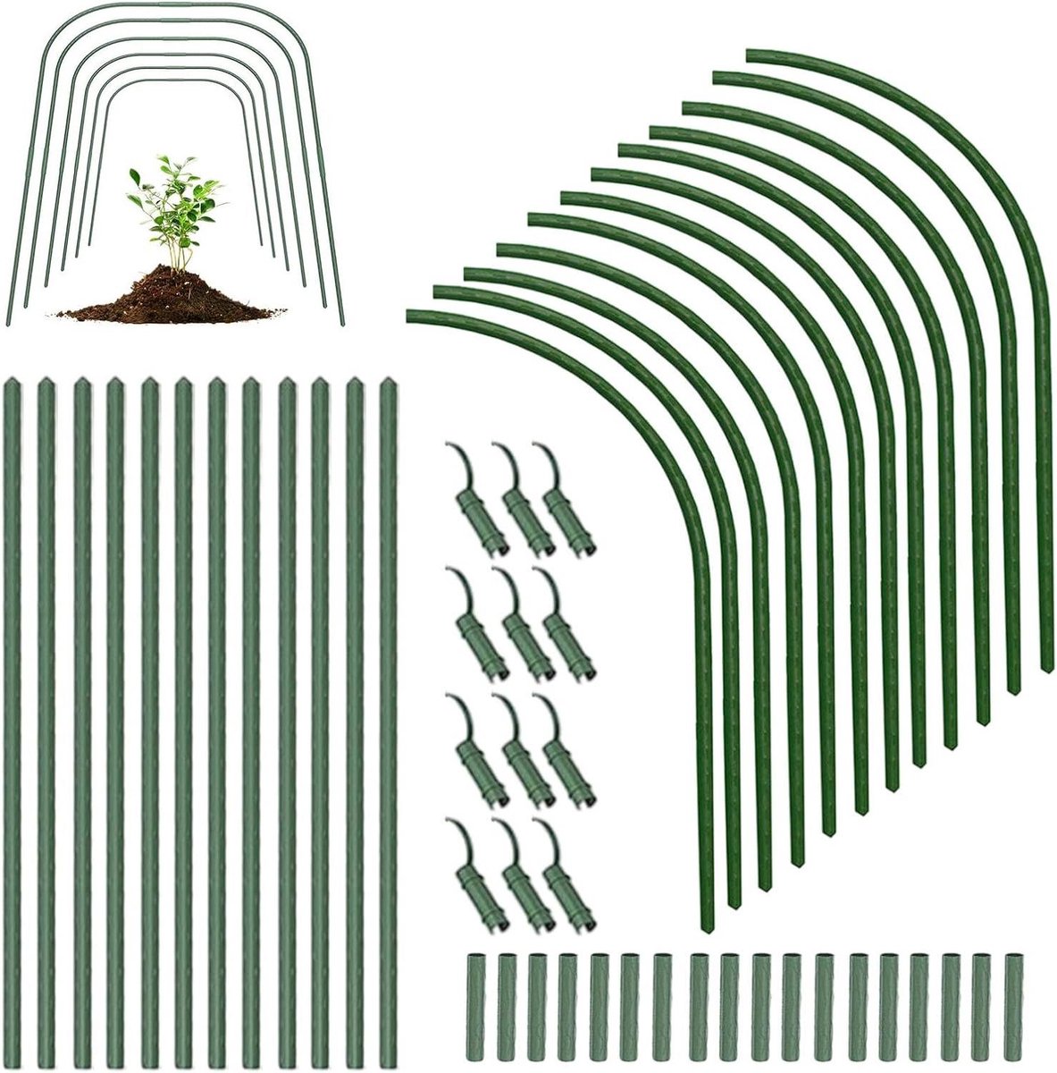 Groeitunnel Tuinbanden - Kweekkas Tunnel - Planten Beschermen - Roestbestendig Staal - 65 x 80 cm - Zwart