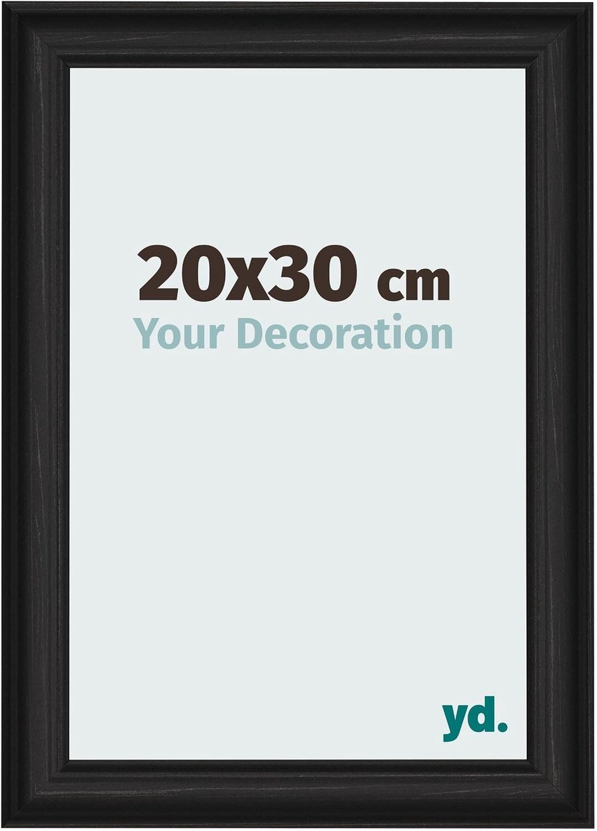 Fotolijst 20x30 cm - Zwart Houtlook - MDF met Acrylglas - Eenvoudig te Bevestigen - SnelShoppen
