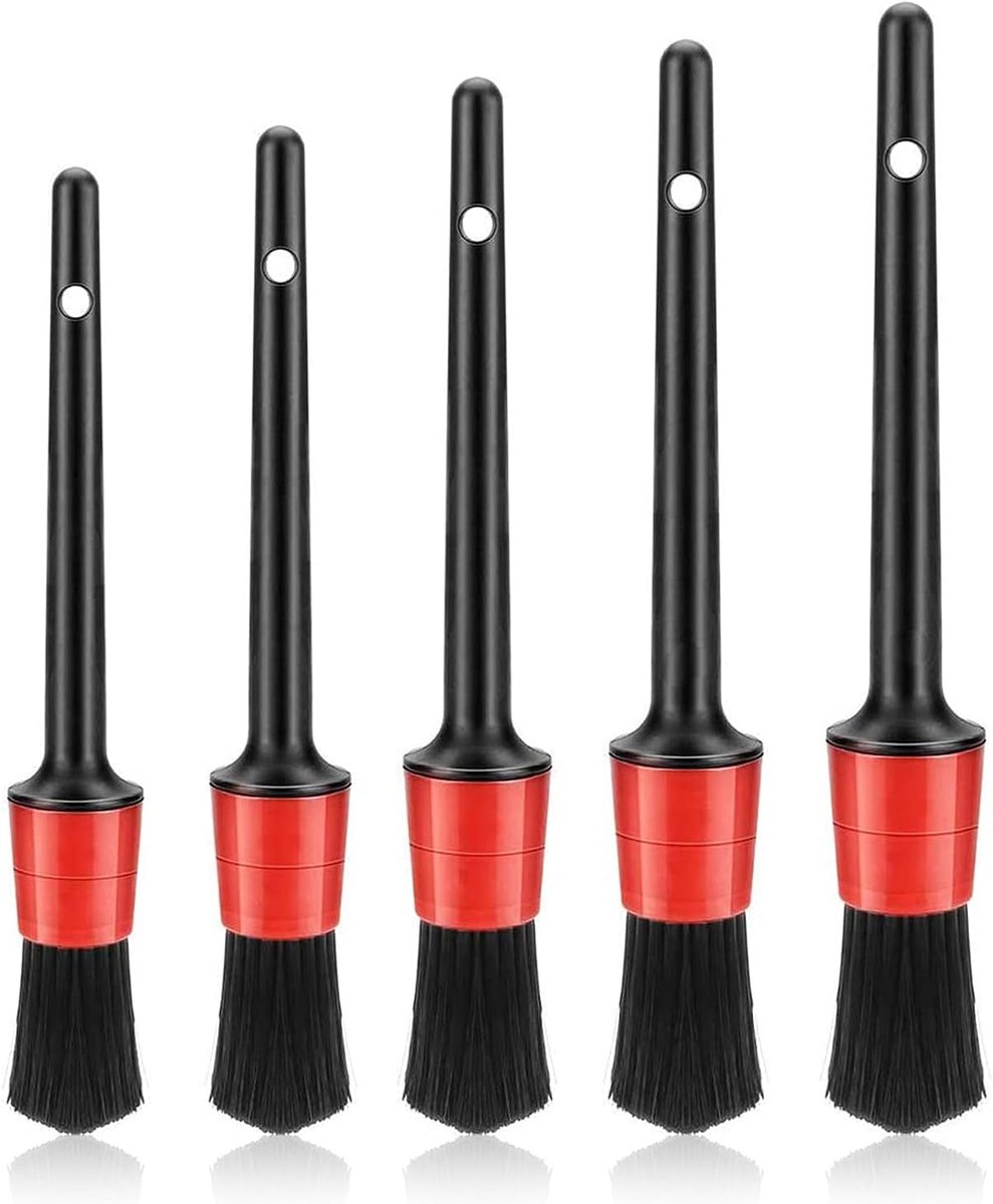 Autopoetsborstels set van 5 - verschillende maten - wild zwijnenhaar - perfect voor details - ShopVlot