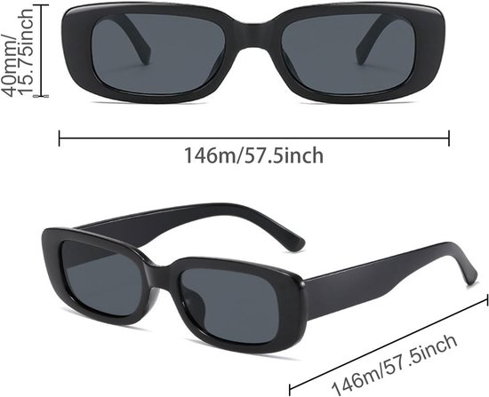 6 paar rechthoekige zonnebril voor dames, Y2k rechthoekige zonnebril, vintage zonnebril, modebril 90's, vierkante zonnebril, trendy retro modieuze bril, UV400 — afbeelding 3