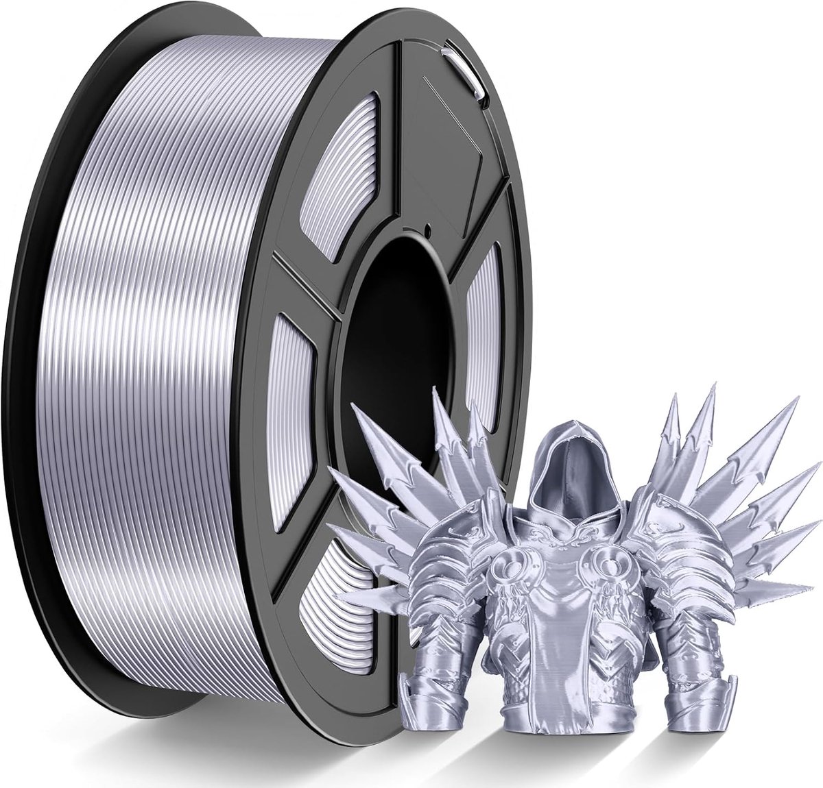 PLA Silk Filament 1,75 mm Argent 1 kg, Soyeux Métallisé Imprimante 3D Filament, precisie +/- 0,02 mm, spoel van 1 kg