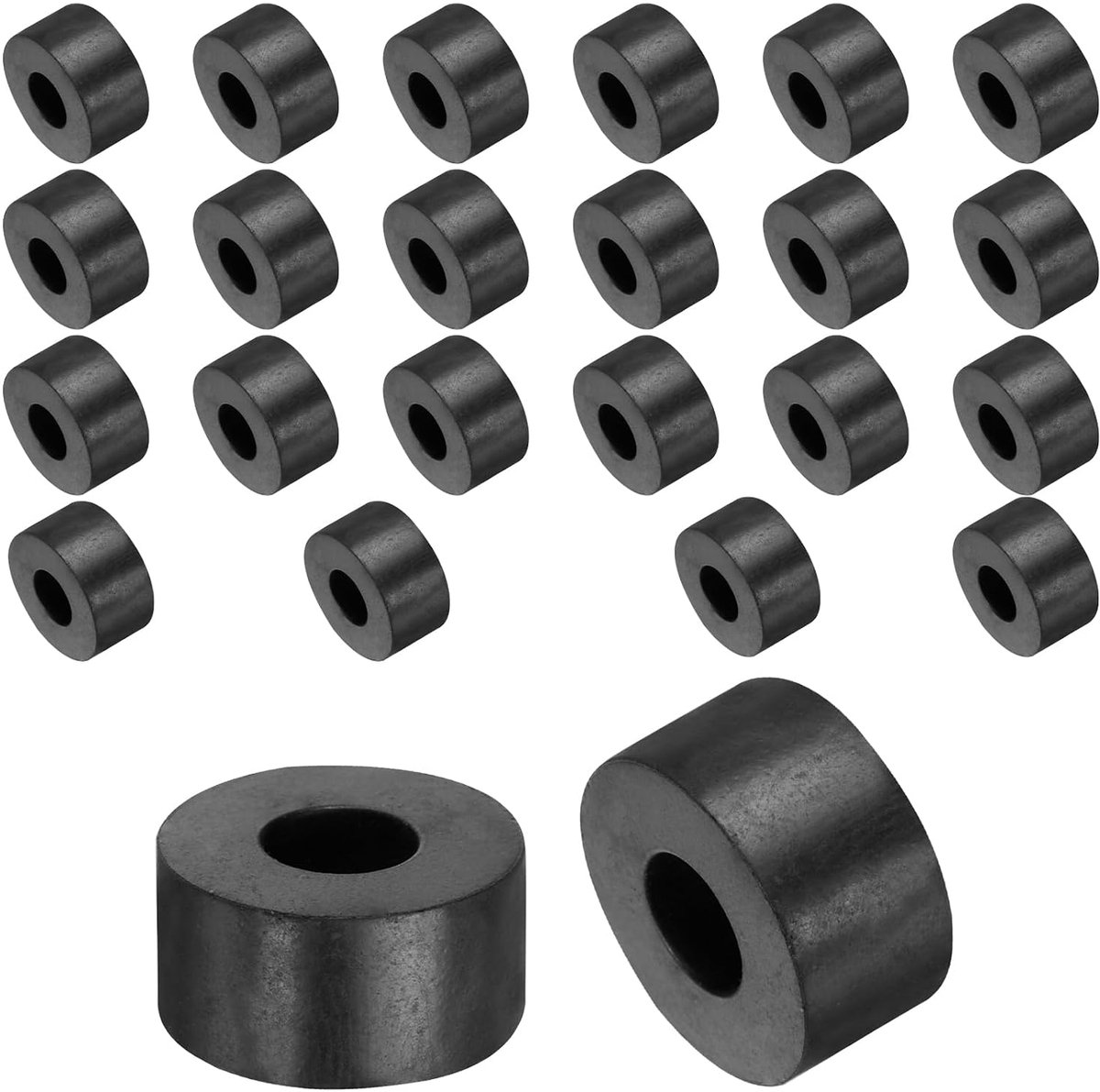 24 stuks rubberen onderlegschijven rubberspacers 20mm buitendiameter x 8mm binnendiameter x 10mm hoogte Zwart ronde afstandshulzen Dikke rubberen schijven Rubber afstandshouders