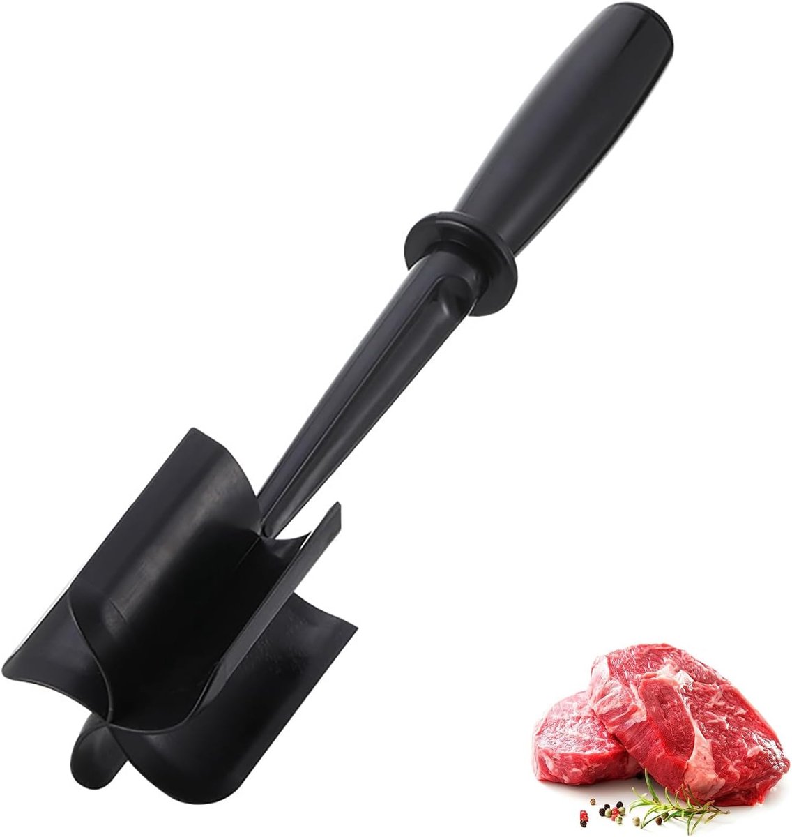 Hakvleeshakselaar, vleesmolen, aardappelstamper met antiaanbaklaag, aardappelstamper voor gehakt vlees, groentesnijder en kiphakmolen, multifunctionele aardappelpers