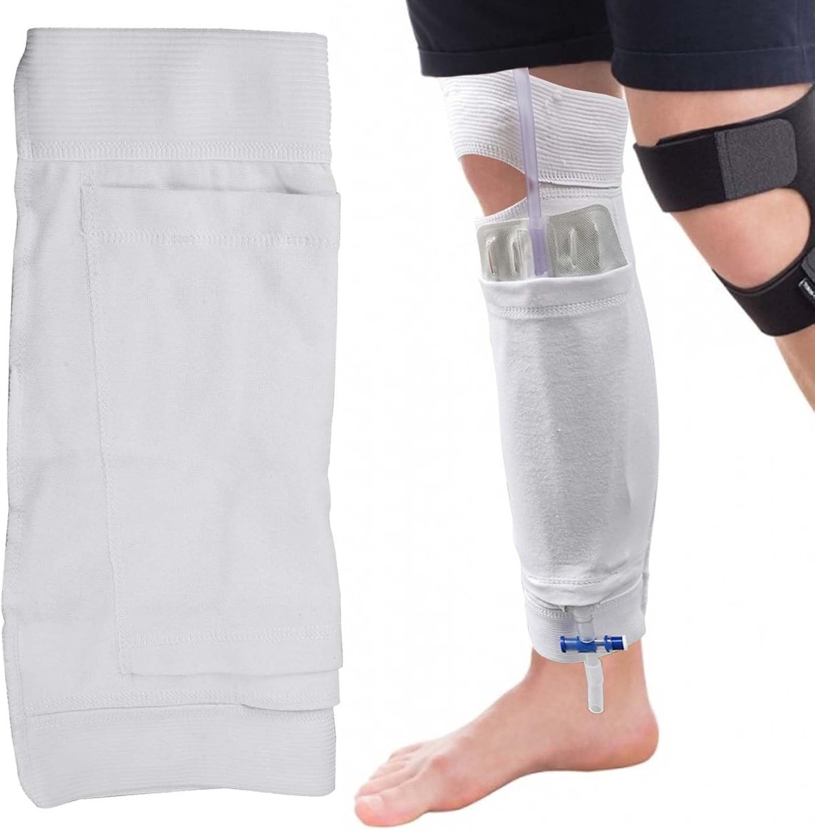 Beenzakhouder, Fixatie van kathetermouwen, Uitrekbare Beenzakhouder Harnincontinentie Katheter Accessoires, Katheter Tas voor Urine Drainage Incontinentie Urinezak (L)