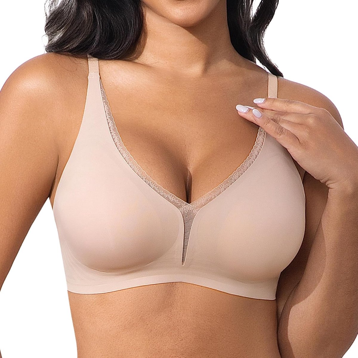 Push-up Minimizer Bh Vrouw Full Figure Support, Diep V-hals Dunne Cup, Volledige Dekking Onderarm-gladmakend, T-shirtbeha Perfect Onder Hemd