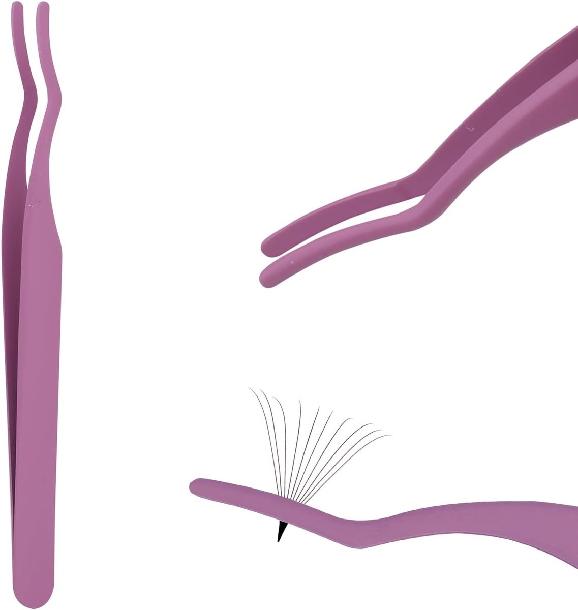 Pincet voor Wimpers, Fijne Punt, Antislip en Professioneel, Gebogen in RVS voor Plaatsen van Wimperextensions (tweezers-1)