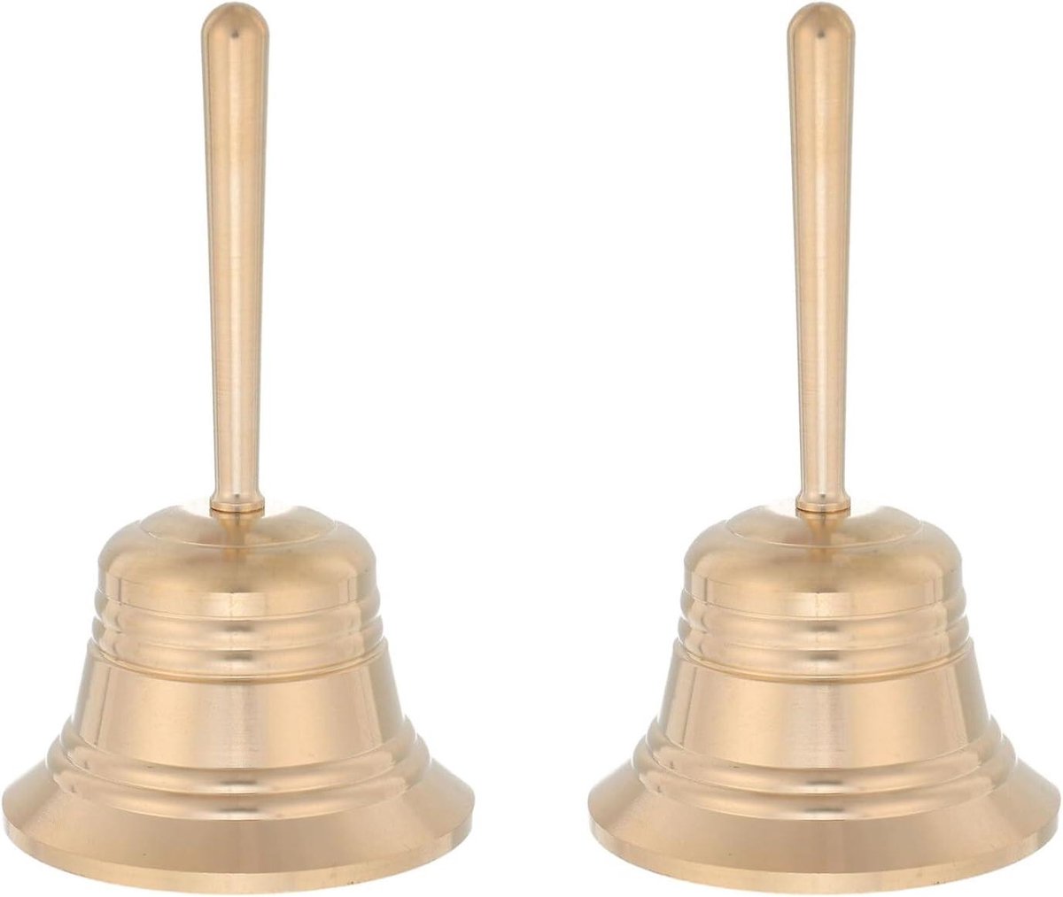 Massief Messing Handbellen - Dinerbellen Oproepbellen - Feestelijke Aankondigingen - Luid Helder Geluid - 2 Stuks 8.8cm - Goud