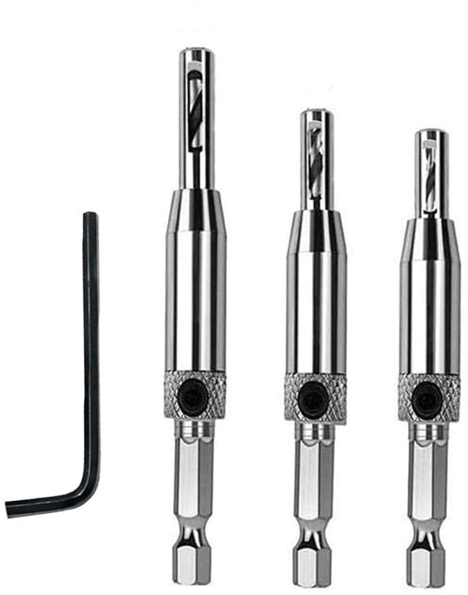 3 stuks HSS deur-/vensterkast zelfcentrerende scharnierboorset centerscharnier boor molen gereedschap voor het openen van gat 12/17/17/18 cm 9/64 inch voor houtbewerking raam deur scharnier