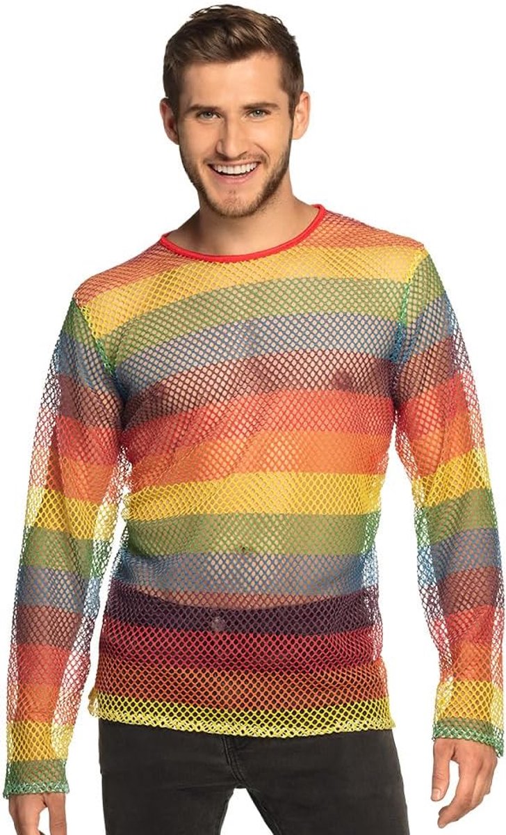 - T-shirt en résille pour homme | Topje voor disco, feest, kostuums, carnaval en themafeest, maat L/XL