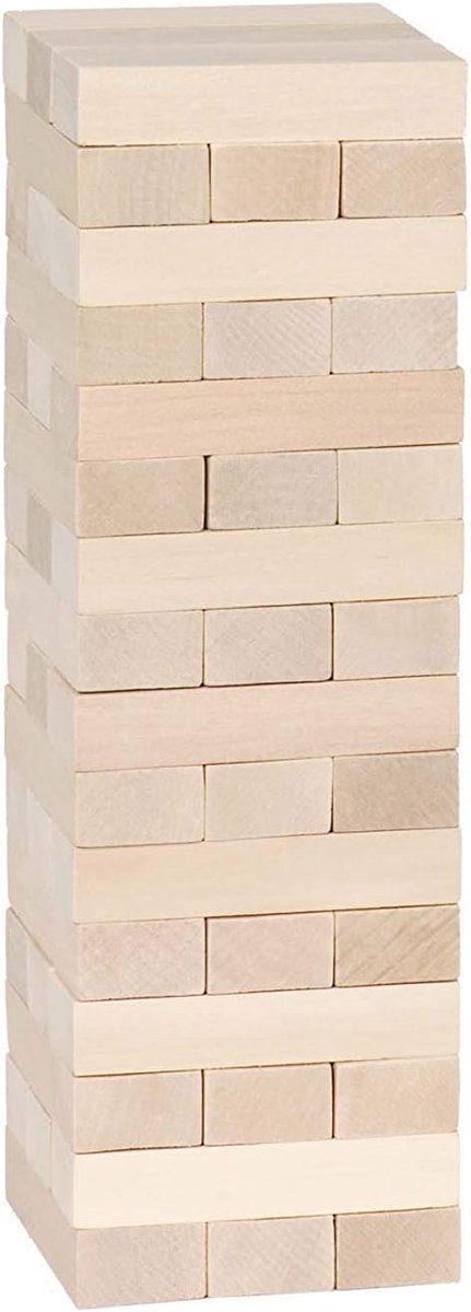 Wackelturm: 7,5 x 7,5 x 25,5 cm, Holz, 51 Steine, per Stück