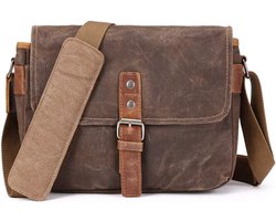 SLR cameratas, waterdichte wax canvas tas vintage cameratas messenger tas met tussenlaag pad (kaki)