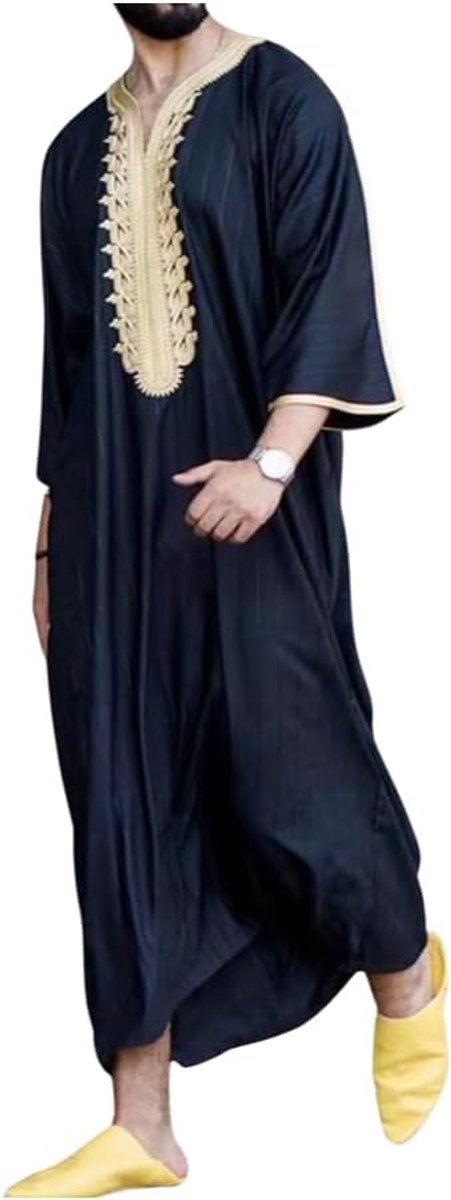 Djellaba voor mannen - Qamis voor mannen met hoogwaardige afwerking - gandoura voor mannen in Marokkaanse kaftanstijl of kamis voor mannen