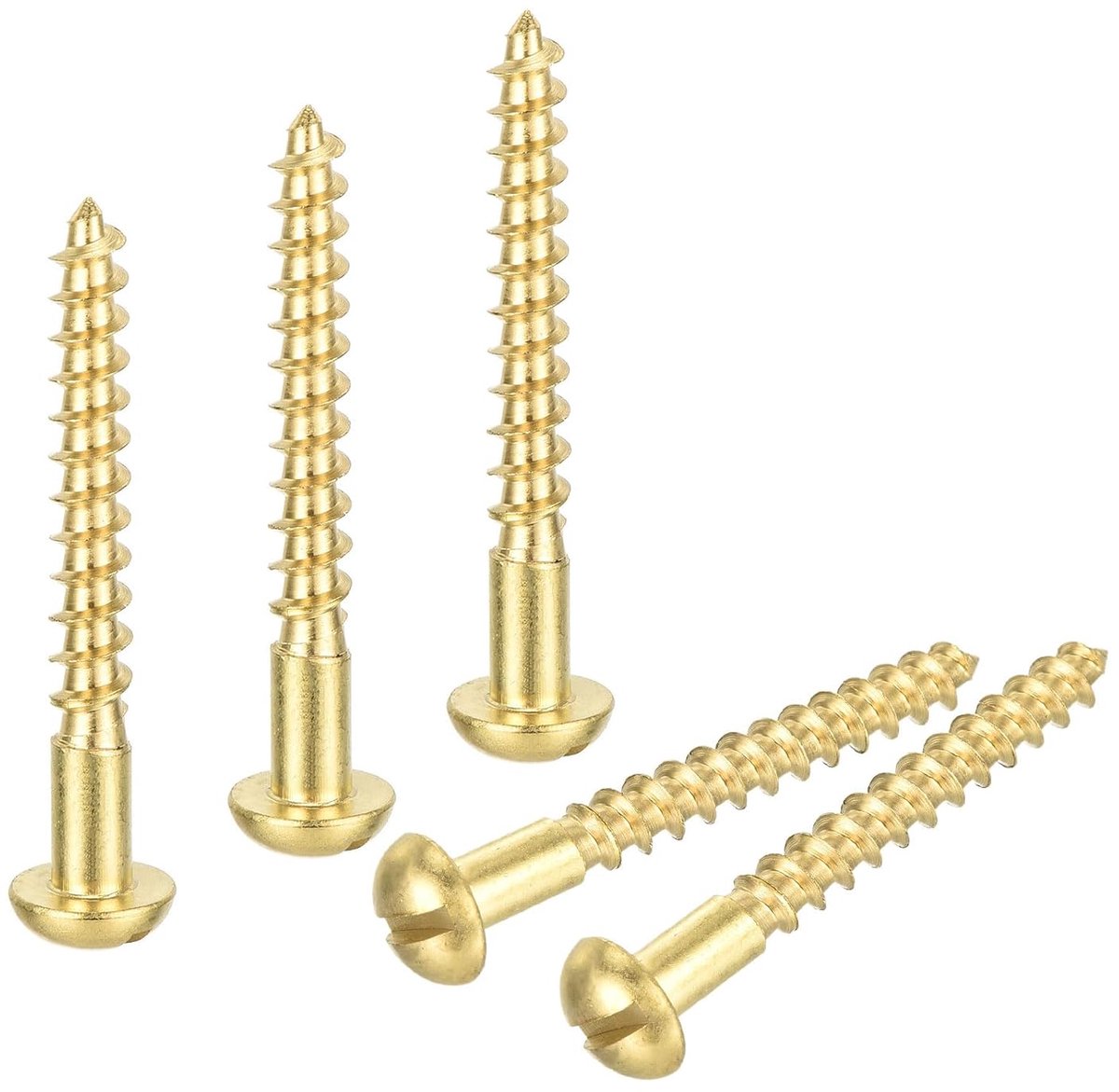 Houten schroeven M6 x 50 mm sleuf ronde kop messing zelftappende schroef 20 stuks