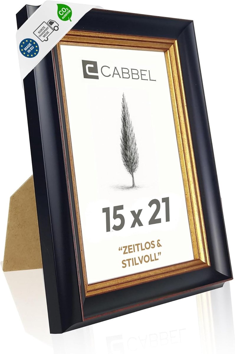 Fotolijst 15x21 cm - Antiek Zwart-Goud - Barok Vintage met Ornamenten - Elegante Wanddecoratie voor Woonkamer - ShopVlot