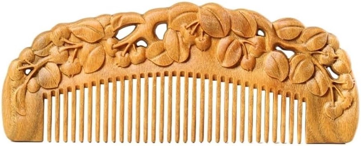 Houten Kam - Massage Kam Baardkam - Haarverzorging Styling - Fijne Tand Masserende Punten - 14 cm - Houtkleur