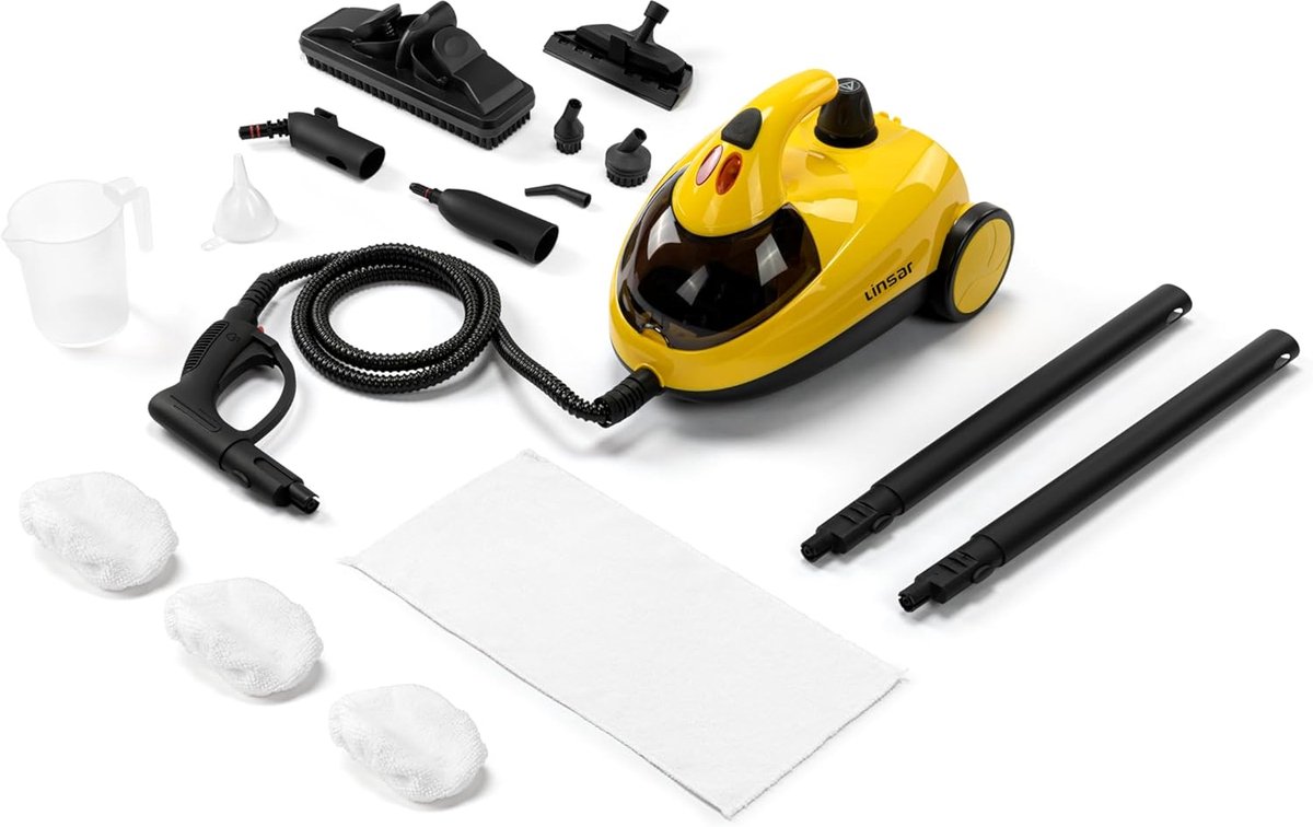 SnelShoppen - Multi-stoomreiniger - 4 bar stoomdruk - 45 min. heet stoom met 1,5L tank - Tot 100 graden - 2,5 m snoer - 1500 Watt voor binnen en buite