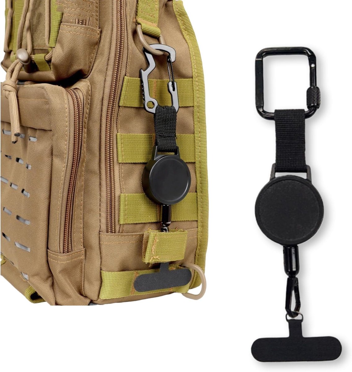 SnelShoppen - Uittrekbare Telefoonbescherming met Carabiner, Diefstalbeveiliging met Stalen Kabel voor Buitenactiviteiten, Winkelen, Fotografie en Dag