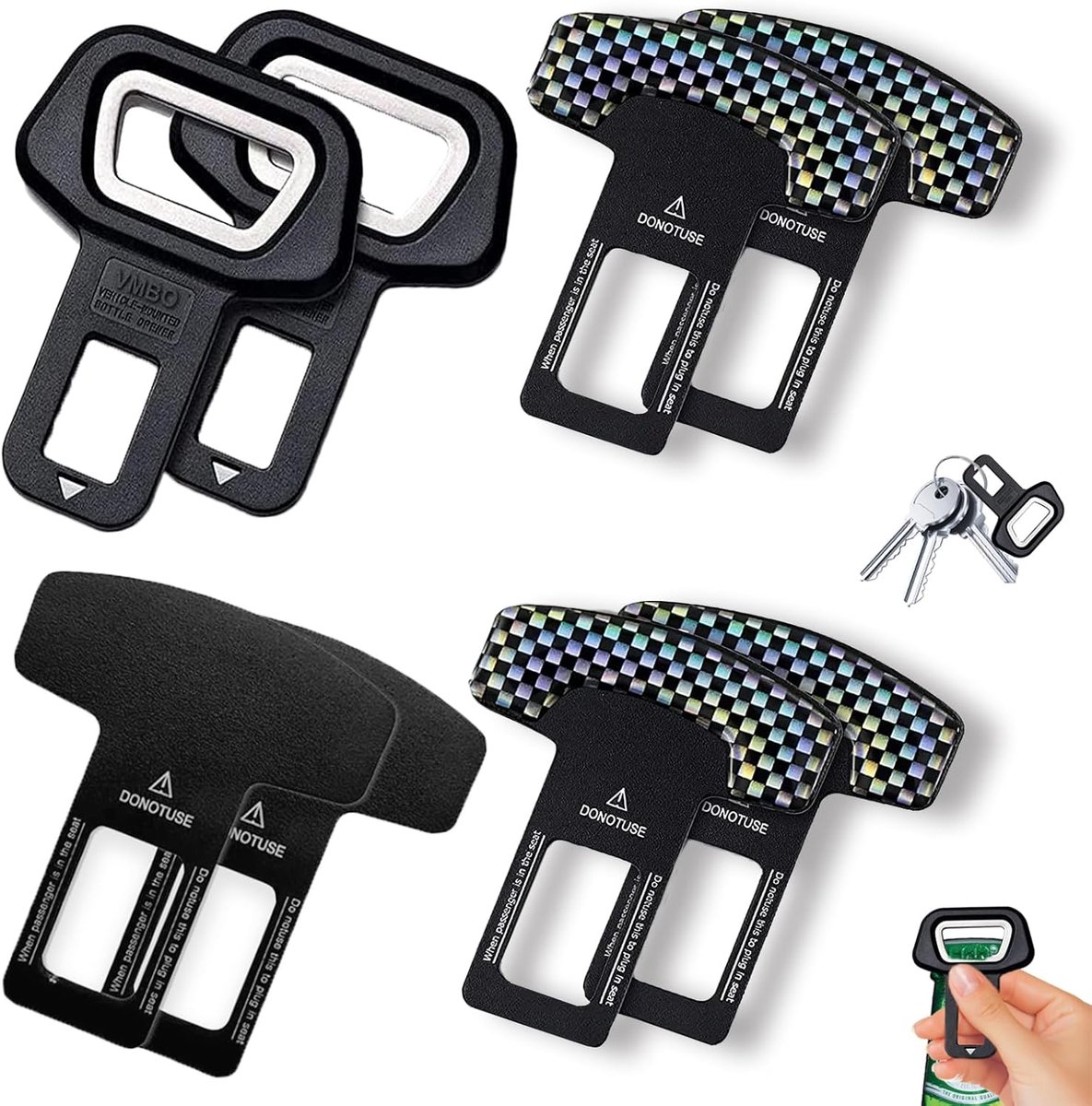 Car Parts, 8 Pieces Plugs, Bottle Opener, Plastic and Iron, Bottle 0pener, Clip for Car, Black - ShopVlot
