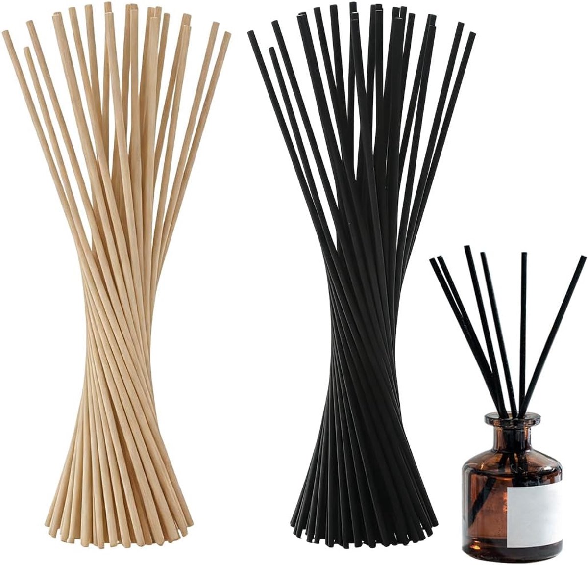 Rattan Sticks 80 Pieces Black 30 cm Diffuser Rods Room Fragrance Sticks Aroma Diffuser Essential Oil Rods Home Office - ShopVlot