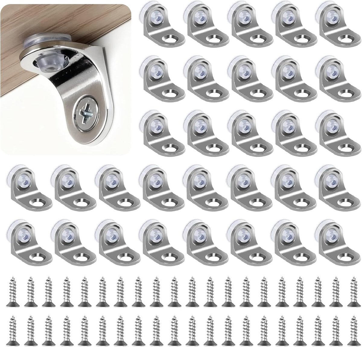 40 Pcs Corner Connectors Stainless Steel Corner Connectors Metal with Suction Cups and Screws L Corners Suitable for - ShopVlot