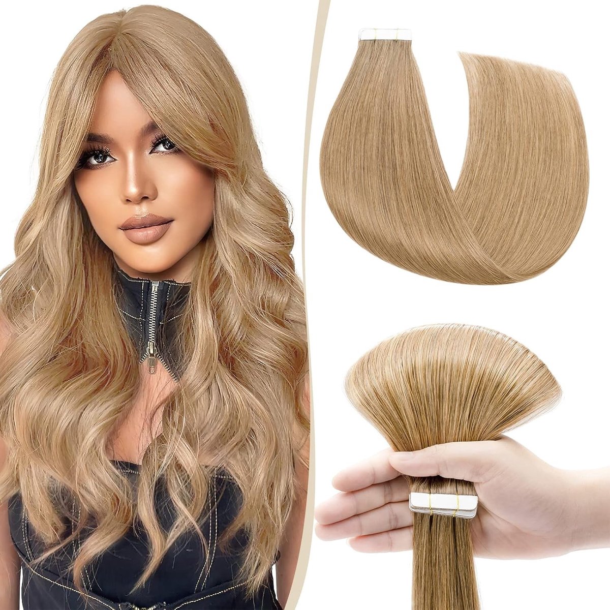 Clip In Extensions van Menselijk Haar - Dubbele 8 Strengen, Hittebestendig, Stevig, Lichtbruin 14"(35cm) - 120g voor Volumineus Haar