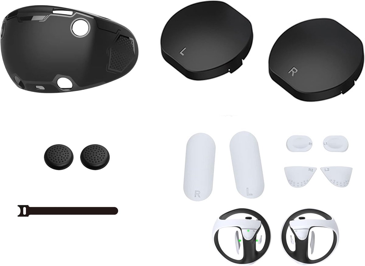 SnelShoppen - VR Beschermhoes Set Geschikt voor PS VR2, Silikon Hoes voor VR Headset, Lensbescherming, Controller Antislip Silicone Pads en Rocker Cap