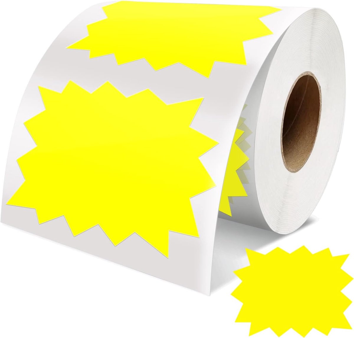SnelShoppen - 500 Stuks Gele Prijsetiket Stickers 75mm x 100mm Zelfklevende Grote Starburst Verkoopstickers Verwijderbare Waterdichte Labels voor Reta