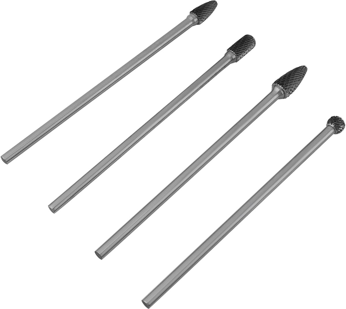 SnelShoppen - 4-delige 6mm Shank Cemented Carbide Rotonde Frees Set - Dubbel Geslepen Boren voor Metaalbewerking - Harde en Slijtvaste Gereedschappen