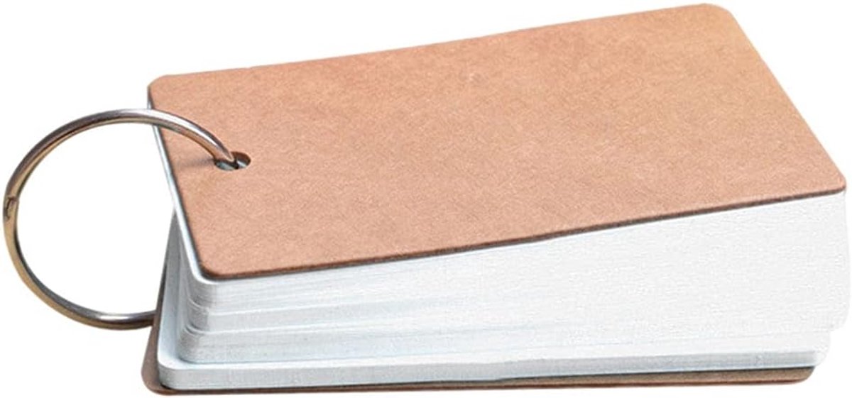 SnelShoppen - 6 Stuks Pocket Leerkaarten met Ring, Mini Notitiekaarten voor Vocabulaire Leren, Blanko Kaarten in Geel, Lila, Wit, Blauw, Oranje en Gro