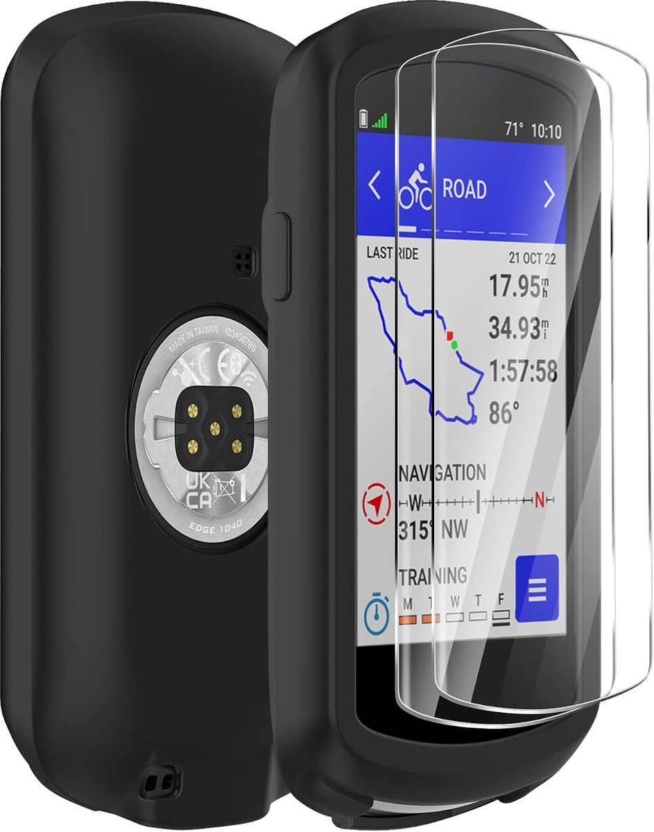 Silicone Case Compatible with Garmin Edge 1040 Case + 2 Tempered Glass Screen Protectors, Soft Silicone Cover - ShopVlot