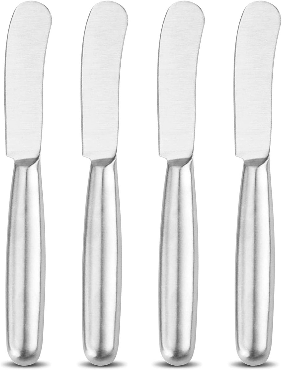Boter- en kaasmes set - 4-delige roestvrijstalen set - gladde randen - perfect voor kaasplank - ShopVlot