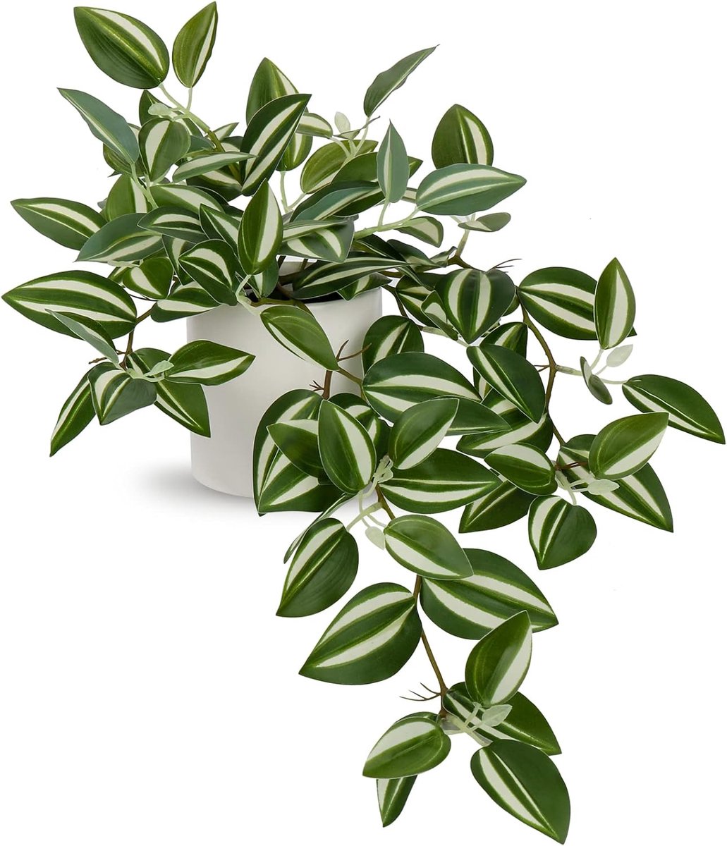 SnelShoppen - Kunstplanten Hangend in Keramische Potten - Realistische Nepplant Garland van Tradescantia Zebrina voor Binnen en Buiten - Decoratie voo