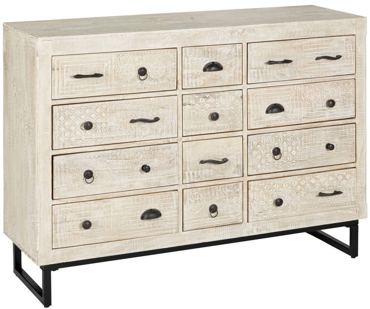 Atmosphera Créateur d'intérieur® Commode met 12 lades van handgesneden mangohout, model AJAY Beige