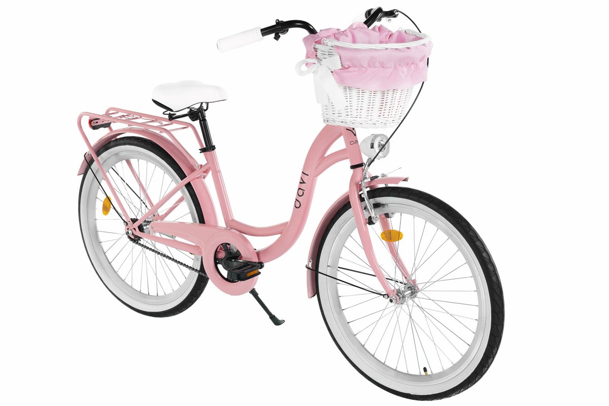 Davi Amelia – Kinderfiets – 24 inch – 1 versnelling – Terugtraprem – 130-165 cm – Roze/Zwart – Meisje