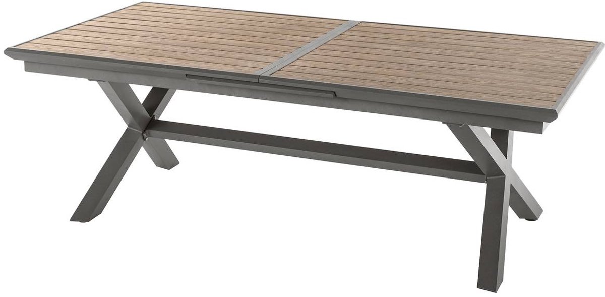 Uitschuifbare tuintafel voor 10 personen van aluminium met houtlook AXIOME