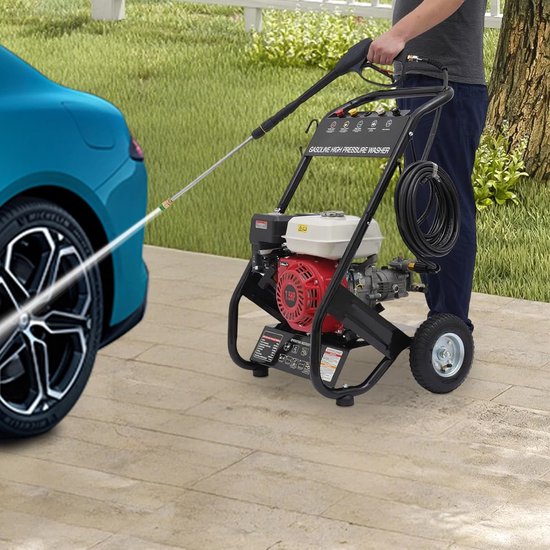 Benzine Hogedrukreiniger - Krachtige Reiniger - Buiten Reinigen - Zelfaanzuigend - 2200 PSI - Zwart Rood — afbeelding 2