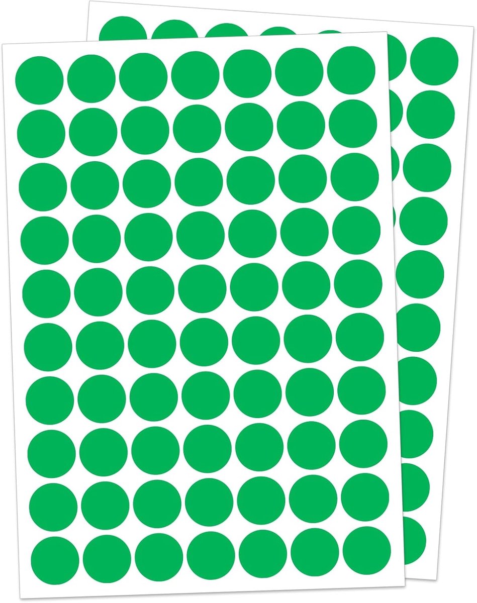 20 groene stippenstickers - 19 mm/1400 ronde stickers Geschikt voor kleurcodering