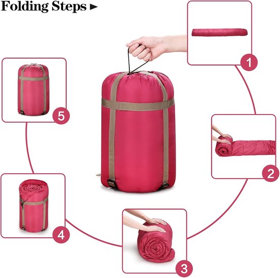 Slaapzak - Outdoor tas - Kamperen en wandelen - Synthetische vulling - 3-4 seizoenen - Mandarijn Rood — afbeelding 3