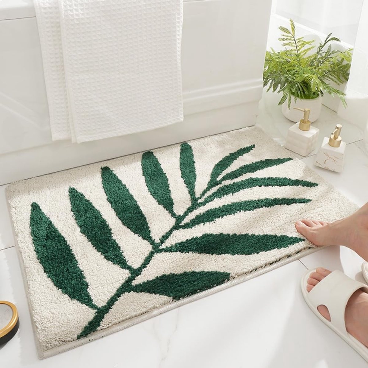 Omgoods - Super Zachte Badmat met Botanisch Patroon, Machinewasbaar