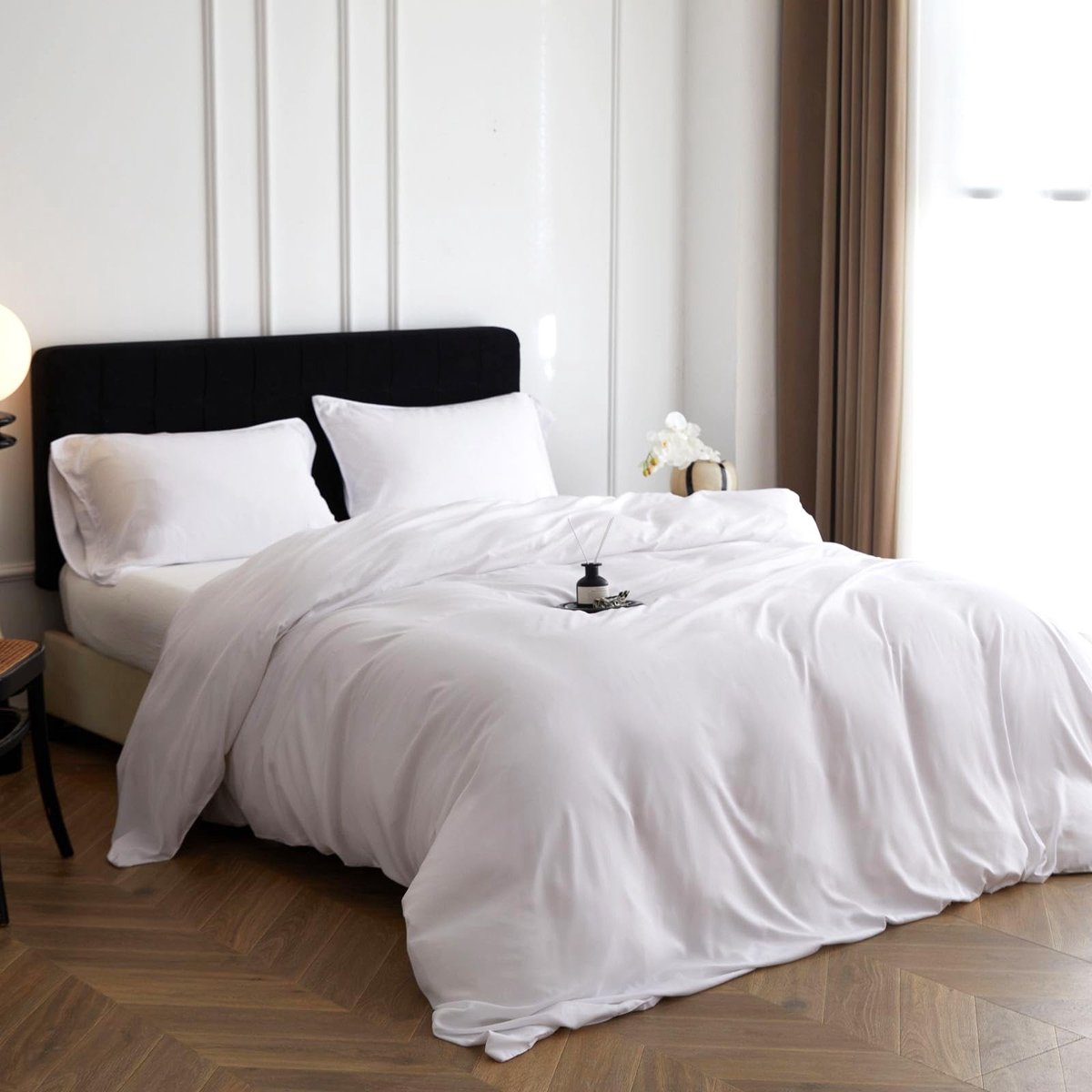 Omgoods - Bamboe Viscose Dekbedovertrek Set - 200x200 cm - Puur Wit