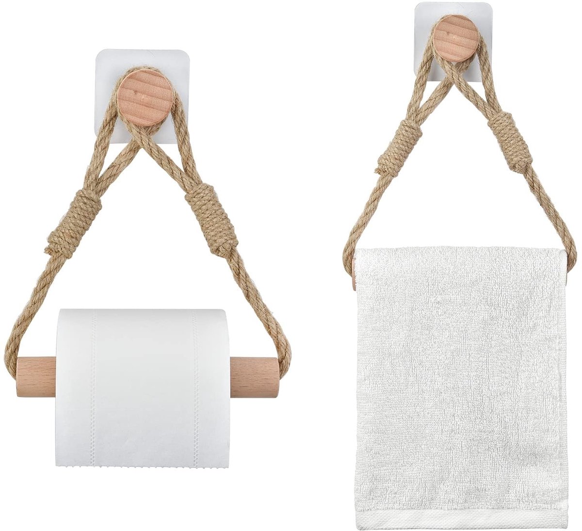 Omgoods - Set van 2 Vintage Toiletpapierhouders Zonder Boren