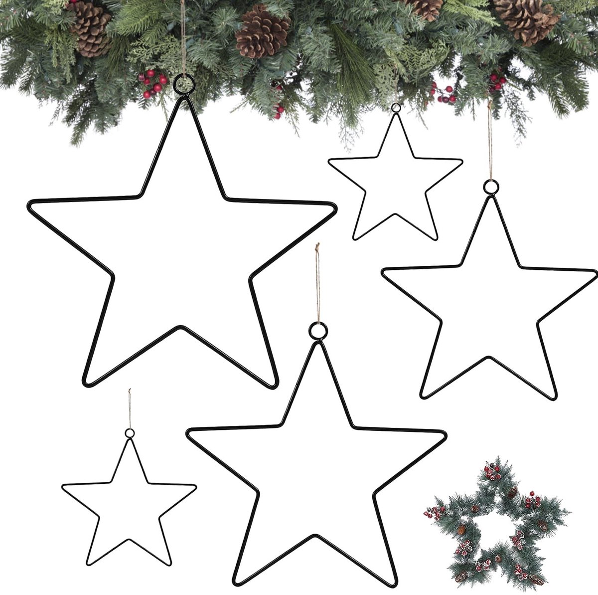 Omgoods - 6 Stuks Metalen Sterren voor Kerstdecoratie
