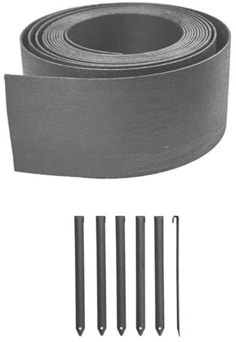 Omgoods - Flexibele Tuinrand Antracietgrijs 5 m, Hoogte 9 cm