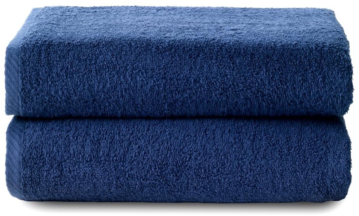 Omgoods - Grote Badhanddoeken 2 Stuks 100% Katoen 400 g/m² Marineblauw