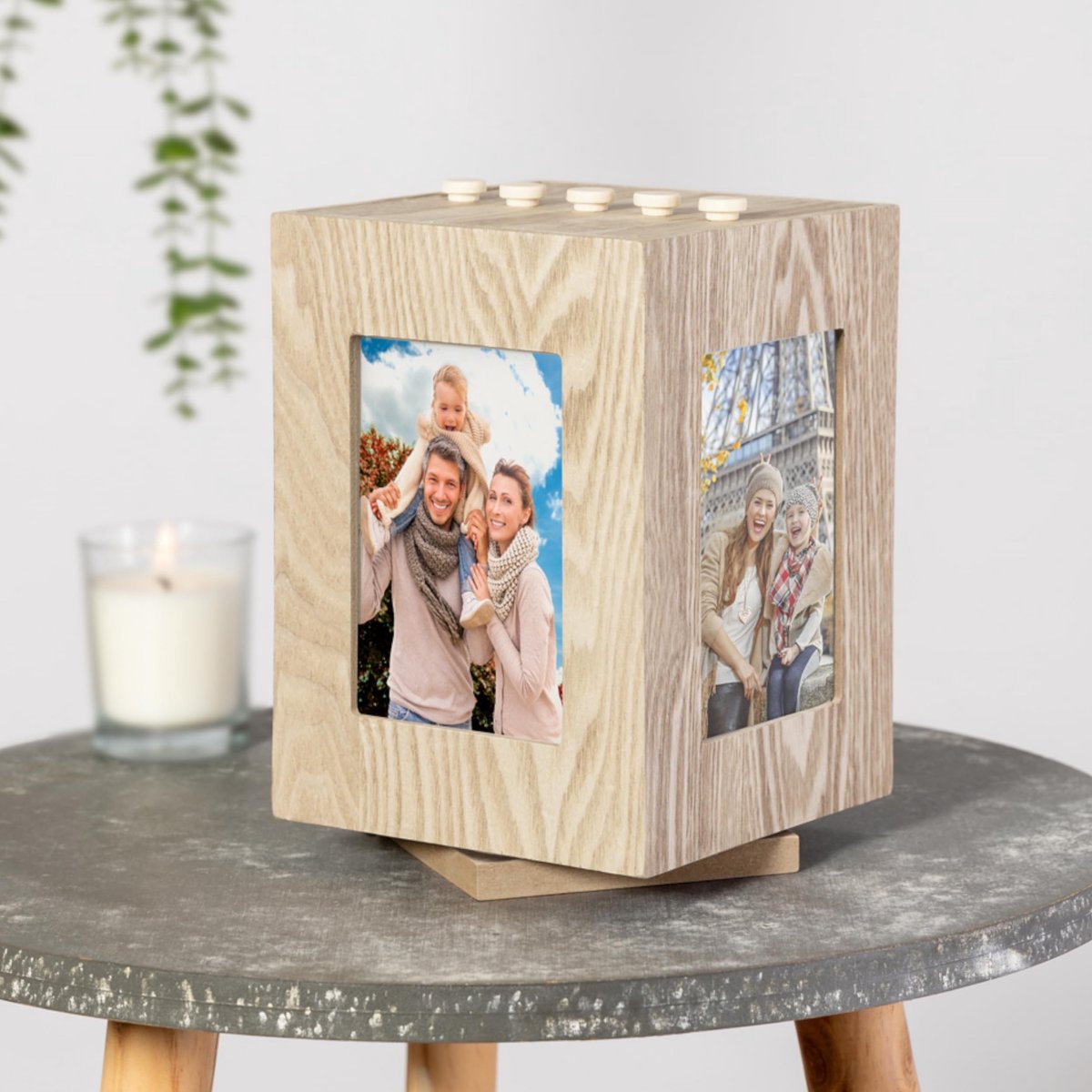 Omgoods - Rotating Photo Frame Foto Cube voor 4 Foto's met Album voor 100 Foto's