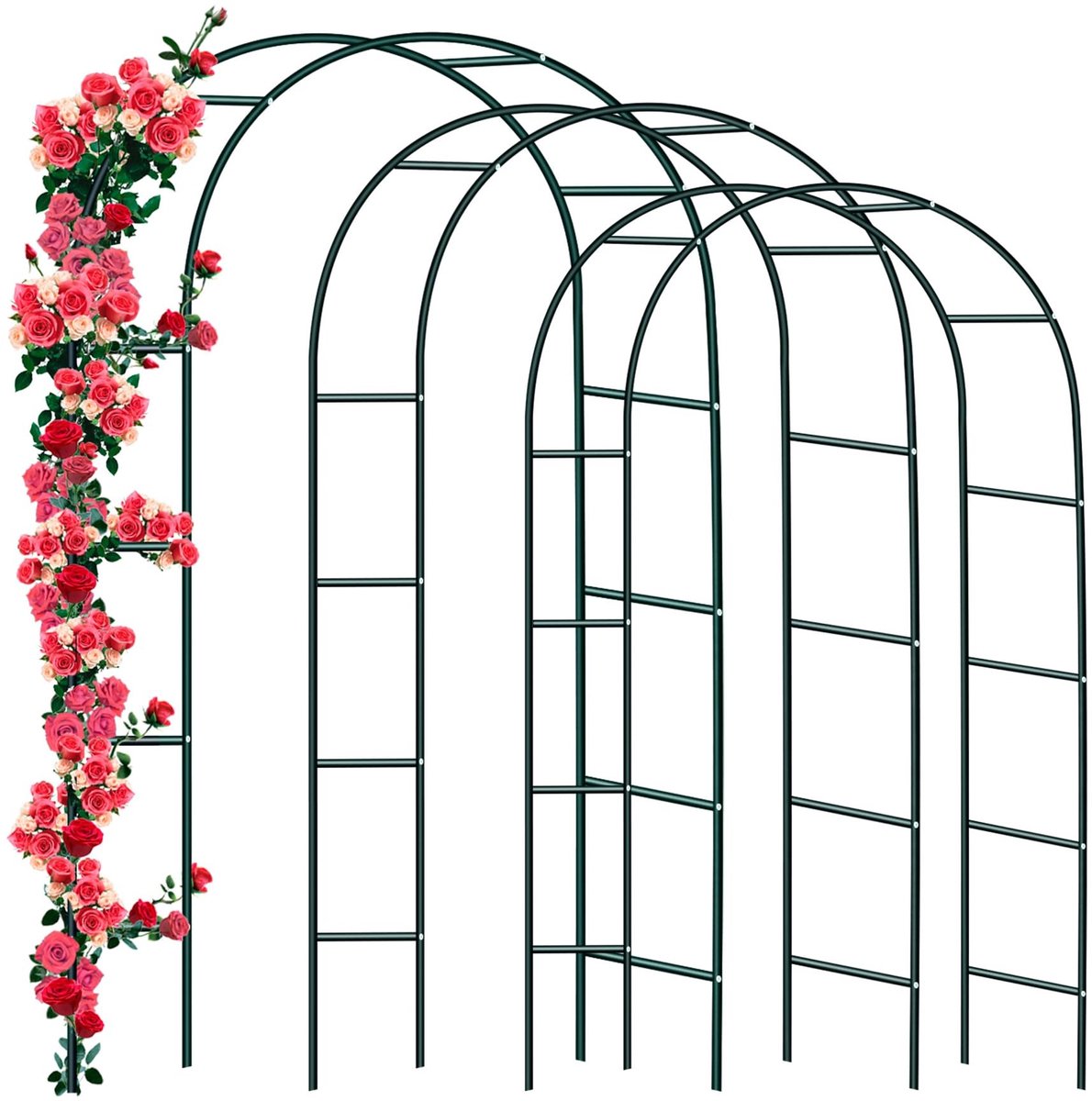 Omgoods - Set van 3 Metalen Rozenbogen voor Klimplanten in Groen